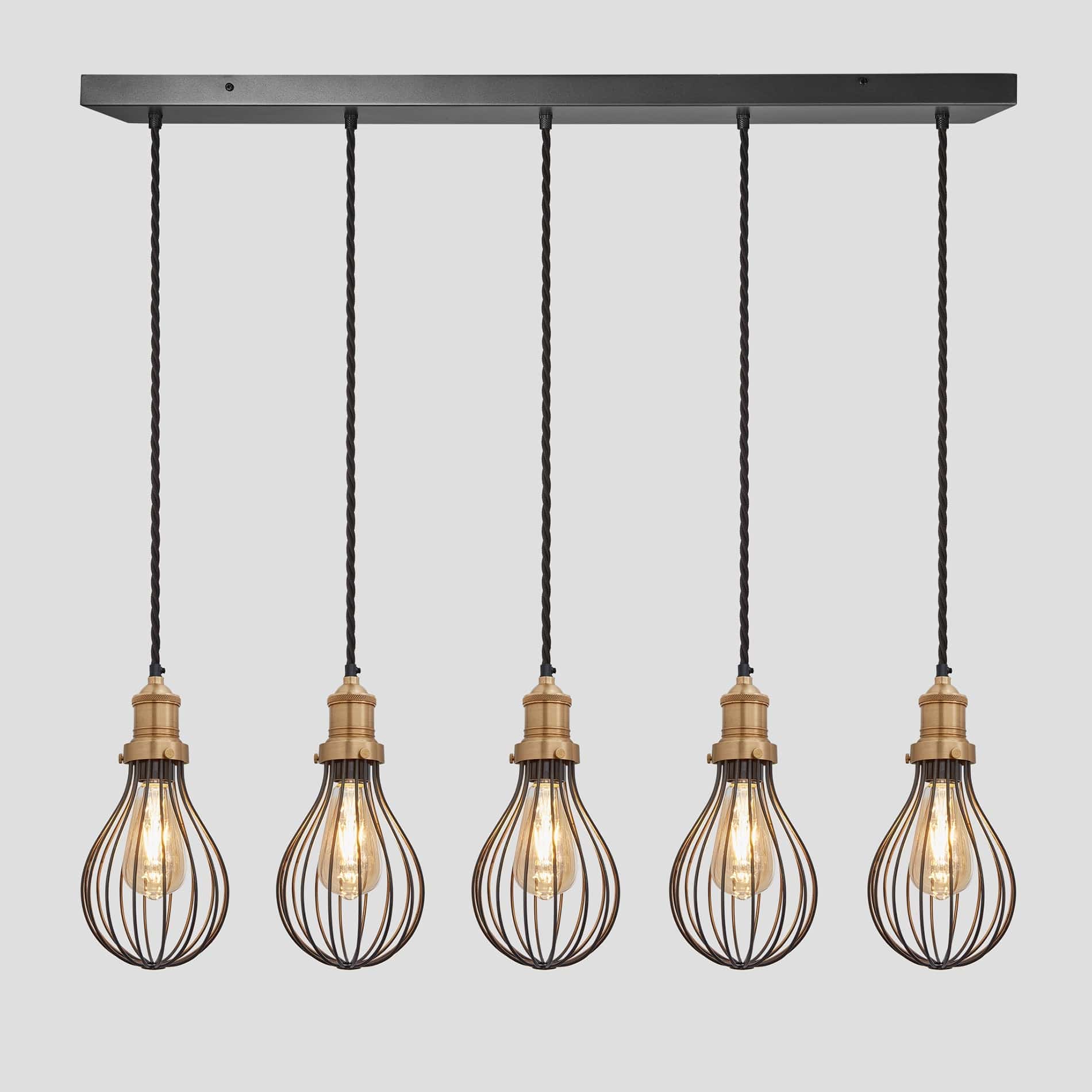 Brooklyn Balloon Cage 5 Wire Cluster Lights - 6 inch - Pewter-Ceiling Lights-Yester Home