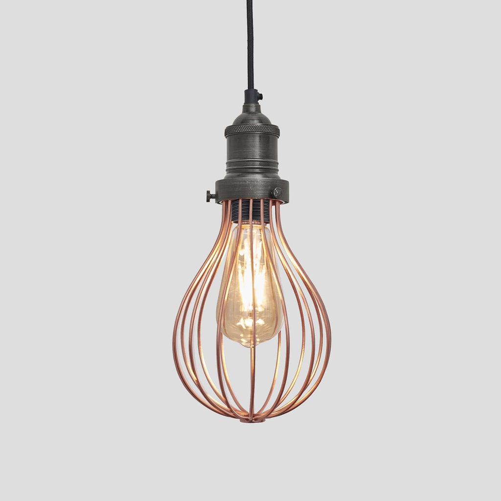 Brooklyn Balloon Cage Pendant - 6 Inch - Copper-Ceiling Lights-Yester Home