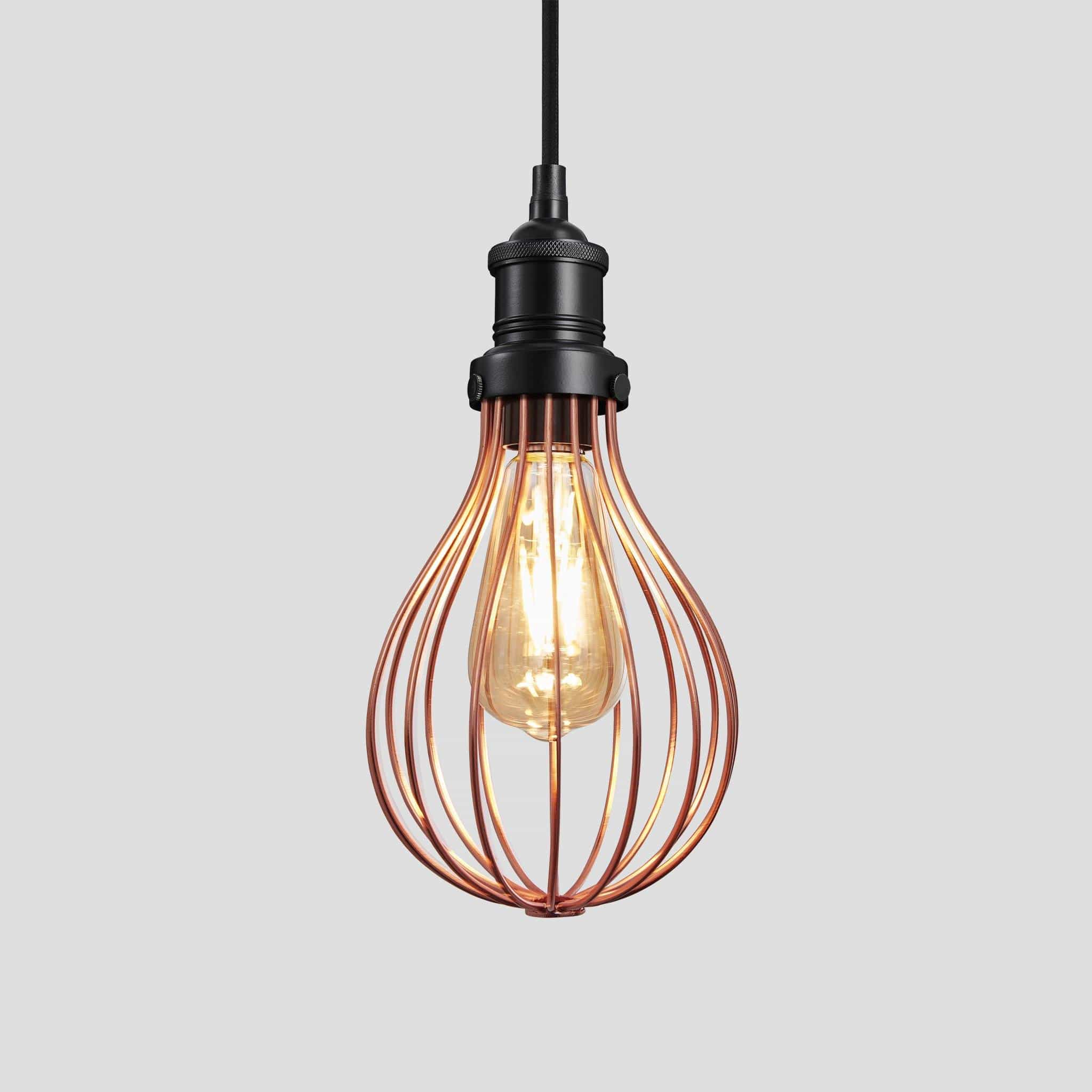 Brooklyn Balloon Cage Pendant - 6 Inch - Copper-Ceiling Lights-Yester Home