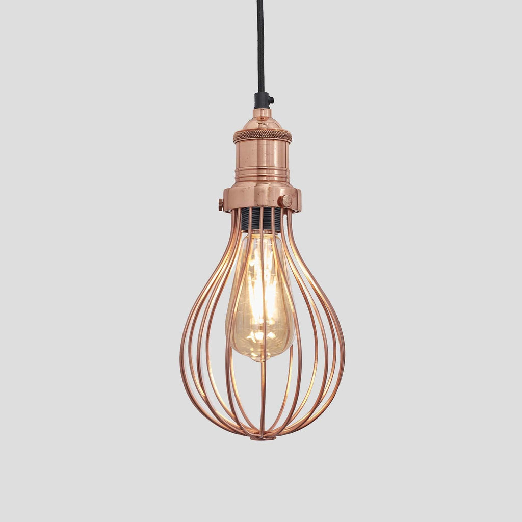 Brooklyn Balloon Cage Pendant - 6 Inch - Copper-Ceiling Lights-Yester Home