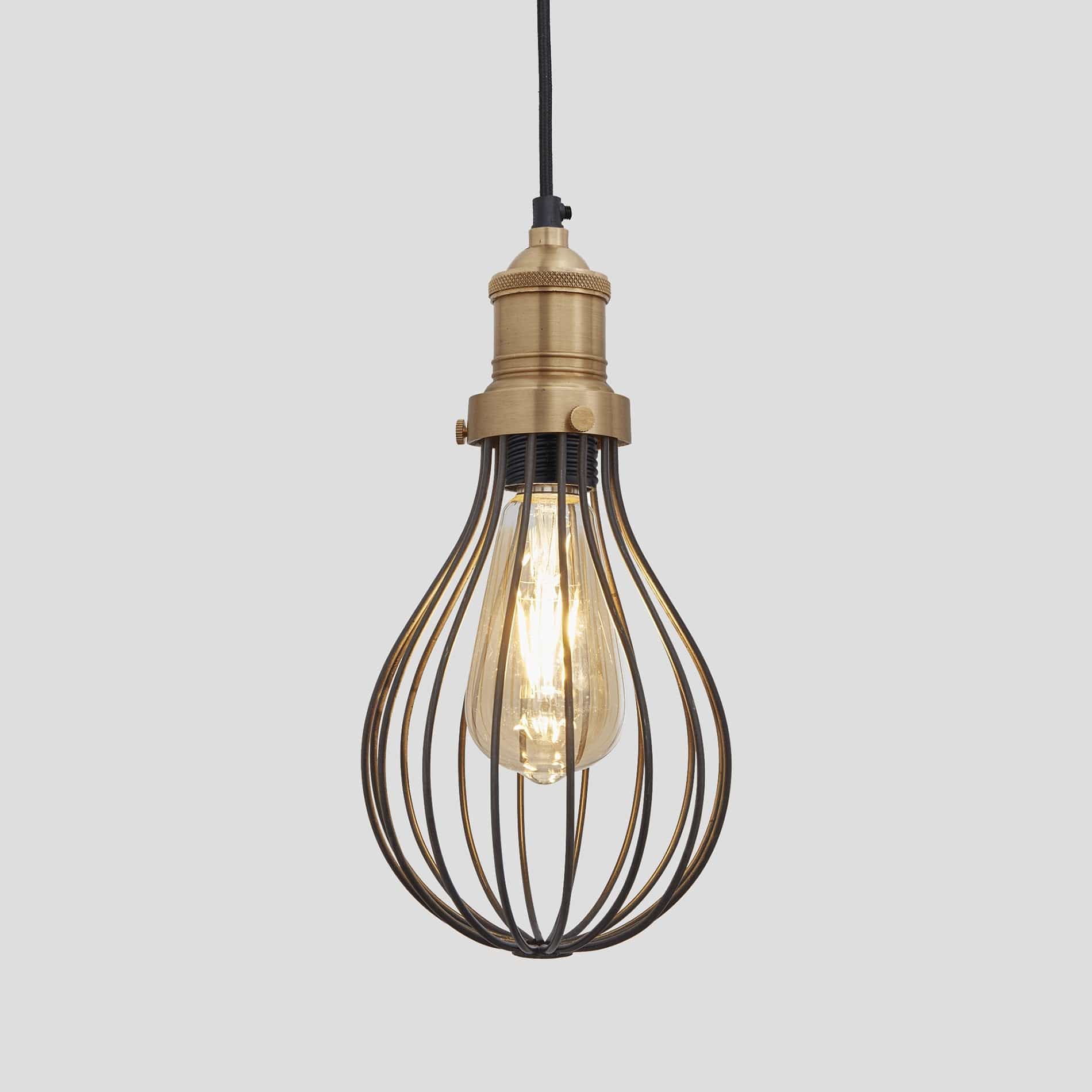 Brooklyn Balloon Cage Pendant - 6 Inch - Pewter-Ceiling Lights-Yester Home