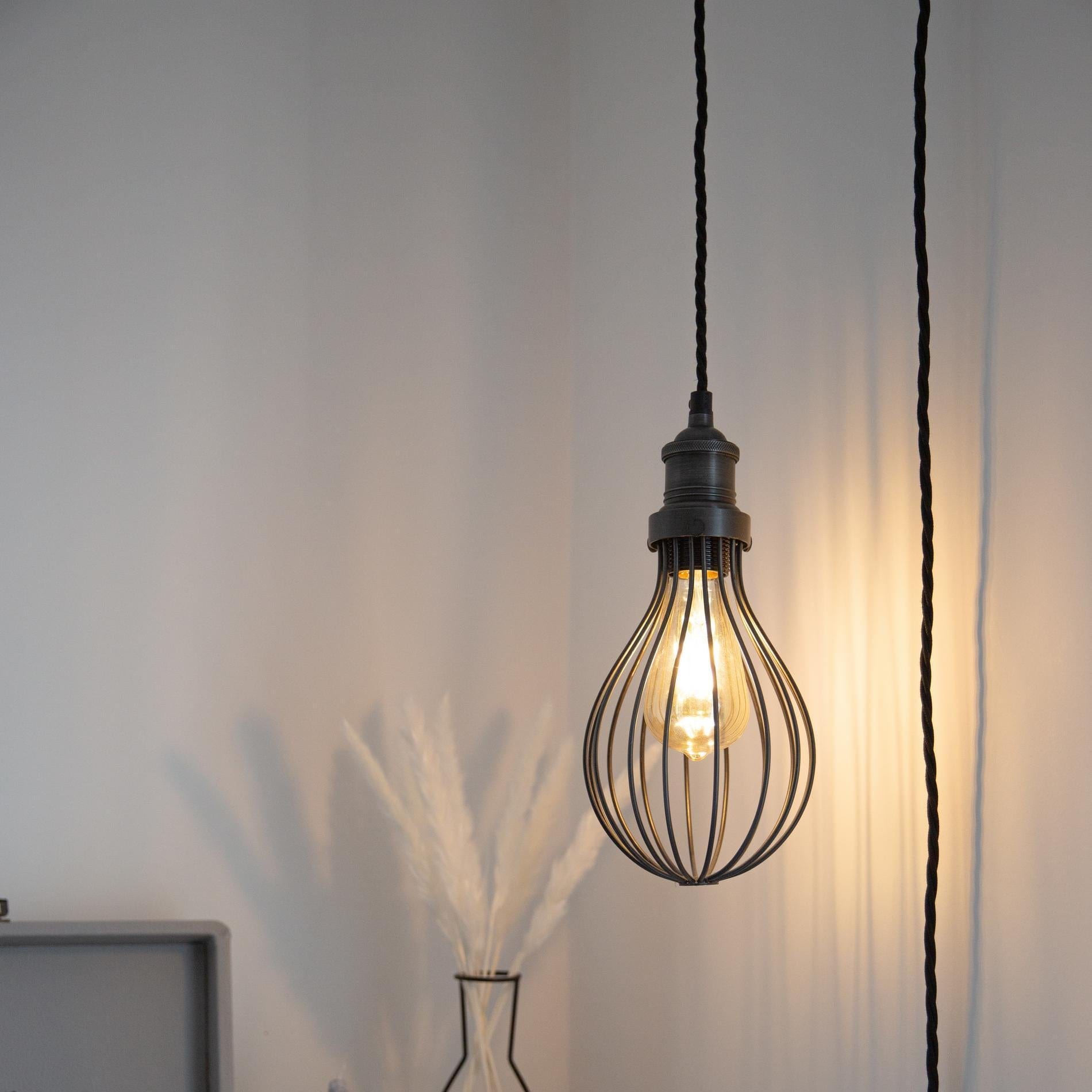 Brooklyn Balloon Cage Pendant - 6 Inch - Pewter-Ceiling Lights-Yester Home