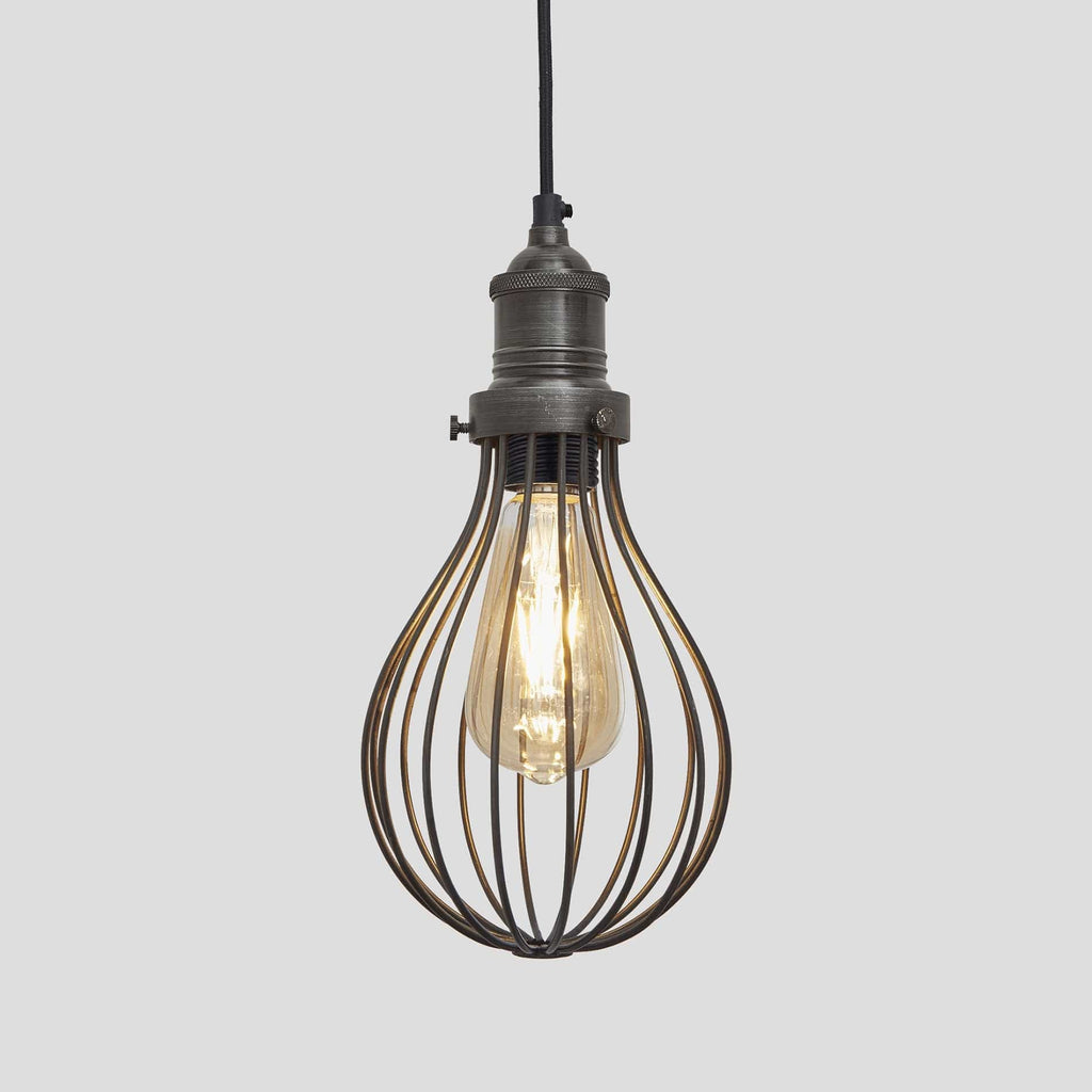 Brooklyn Balloon Cage Pendant - 6 Inch - Pewter-Ceiling Lights-Yester Home