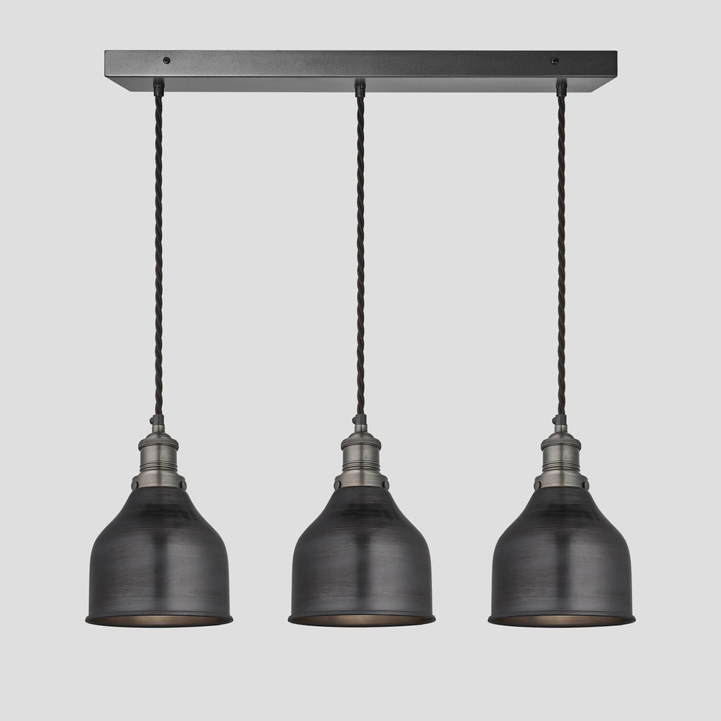 Brooklyn Cone 3 Wire Cluster Lights - 7 inch - Pewter-Ceiling Lights-Yester Home