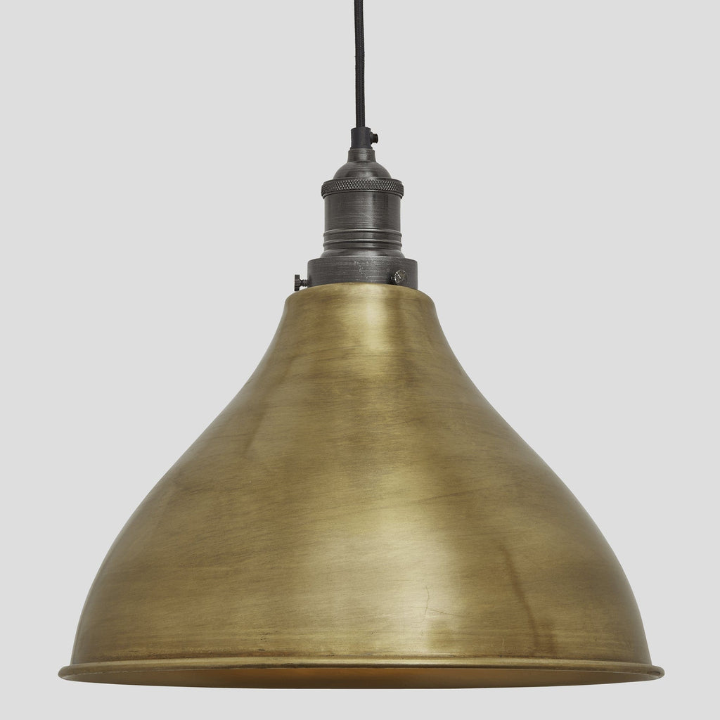Brooklyn Cone Pendant - 12 Inch - Brass-Ceiling Lights-Yester Home