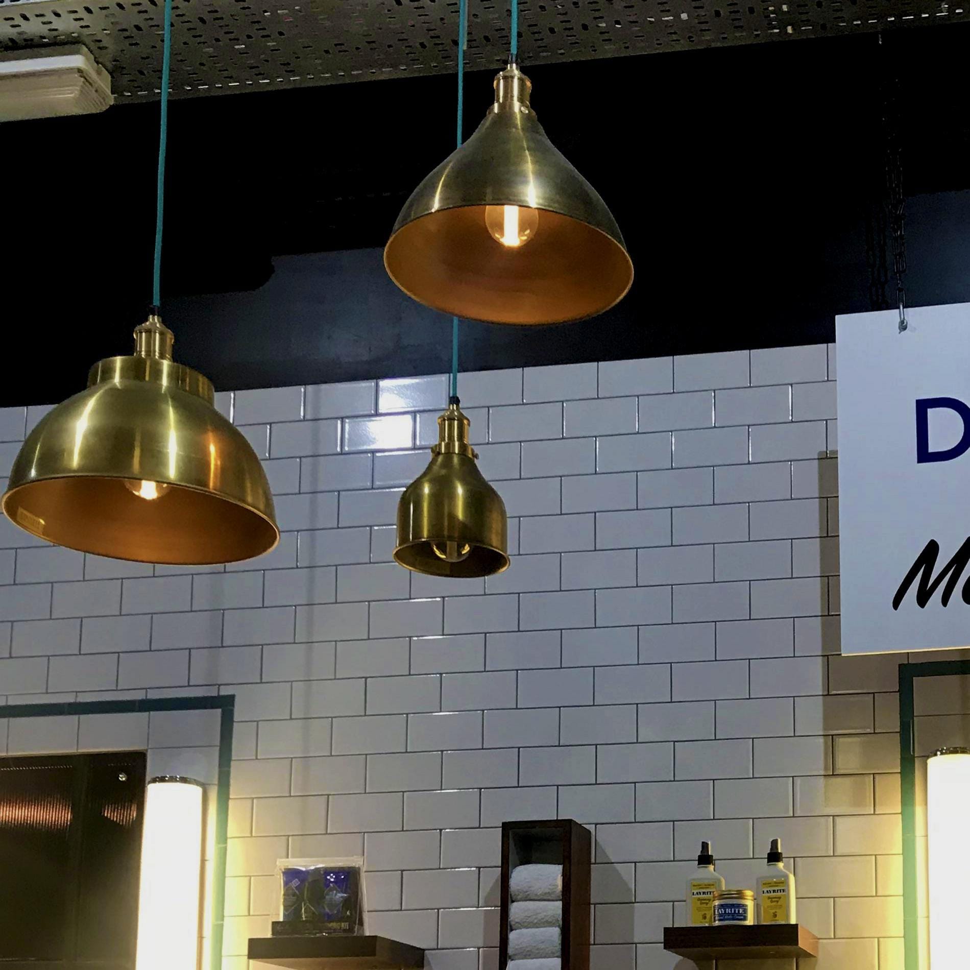 Brooklyn Cone Pendant - 12 Inch - Brass-Ceiling Lights-Yester Home