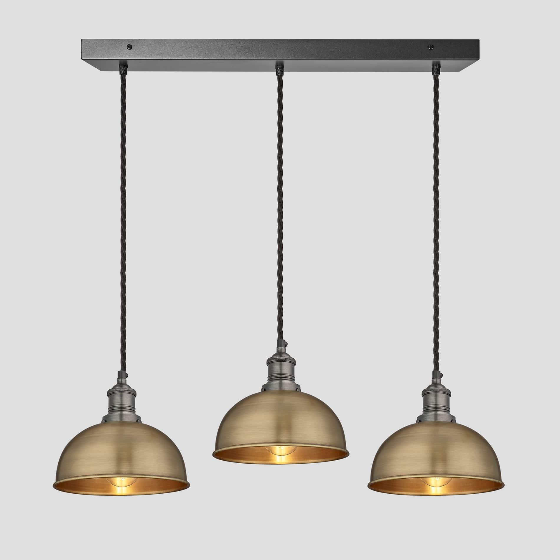 Brooklyn Dome 3 Wire Cluster Lights - 8 inch - Brass-Ceiling Lights-Yester Home