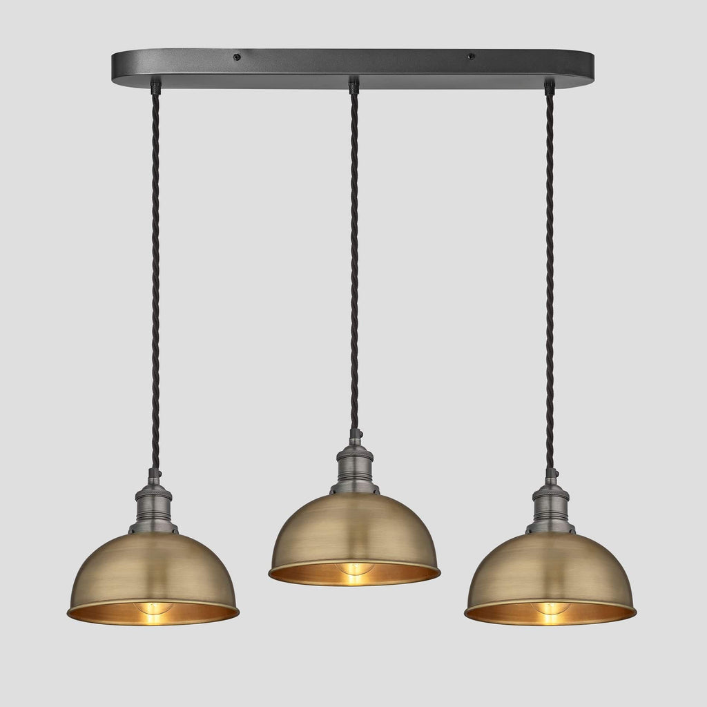 Brooklyn Dome 3 Wire Cluster Lights - 8 inch - Brass-Ceiling Lights-Yester Home
