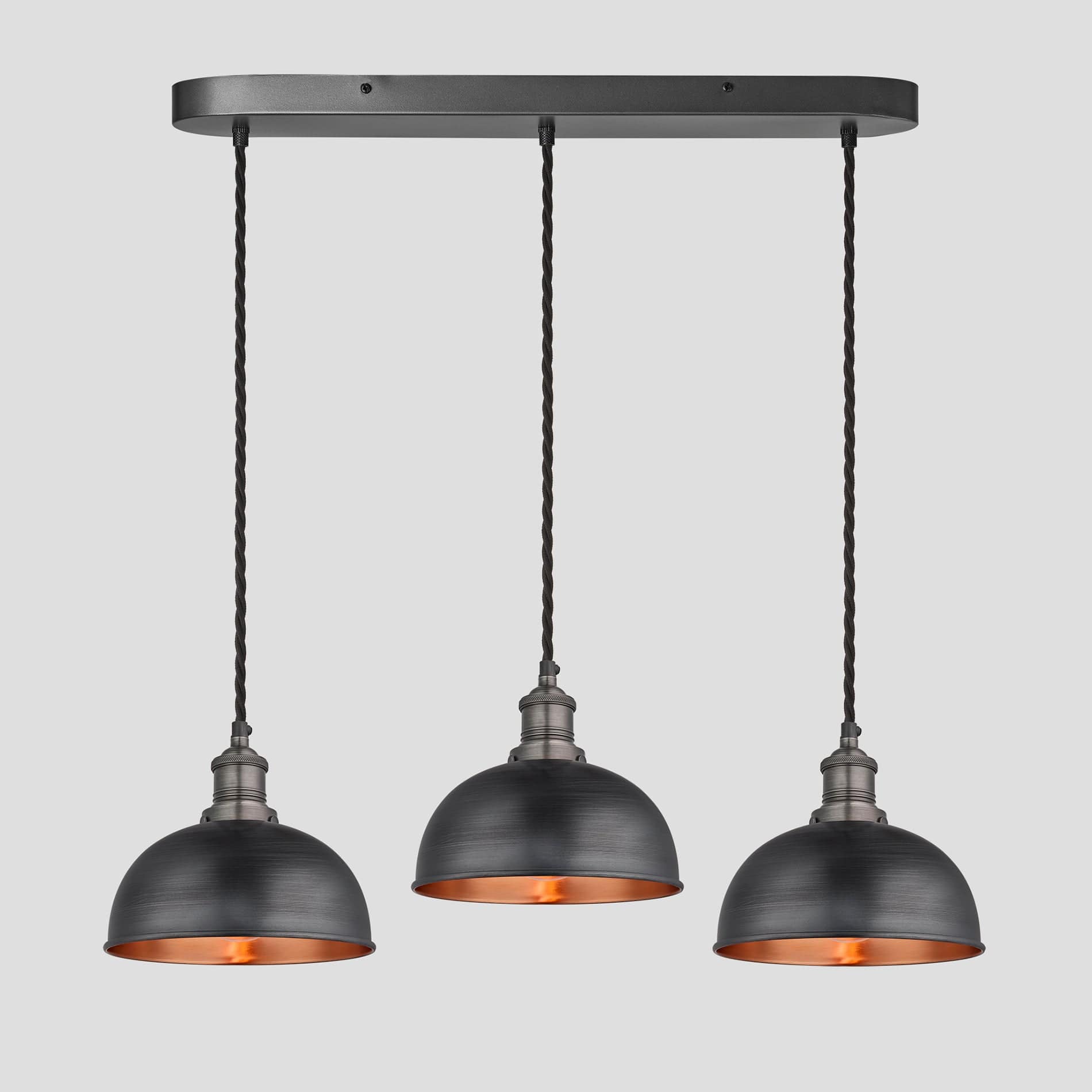 Brooklyn Dome 3 Wire Cluster Lights - 8 inch - Pewter & Copper-Ceiling Lights-Yester Home