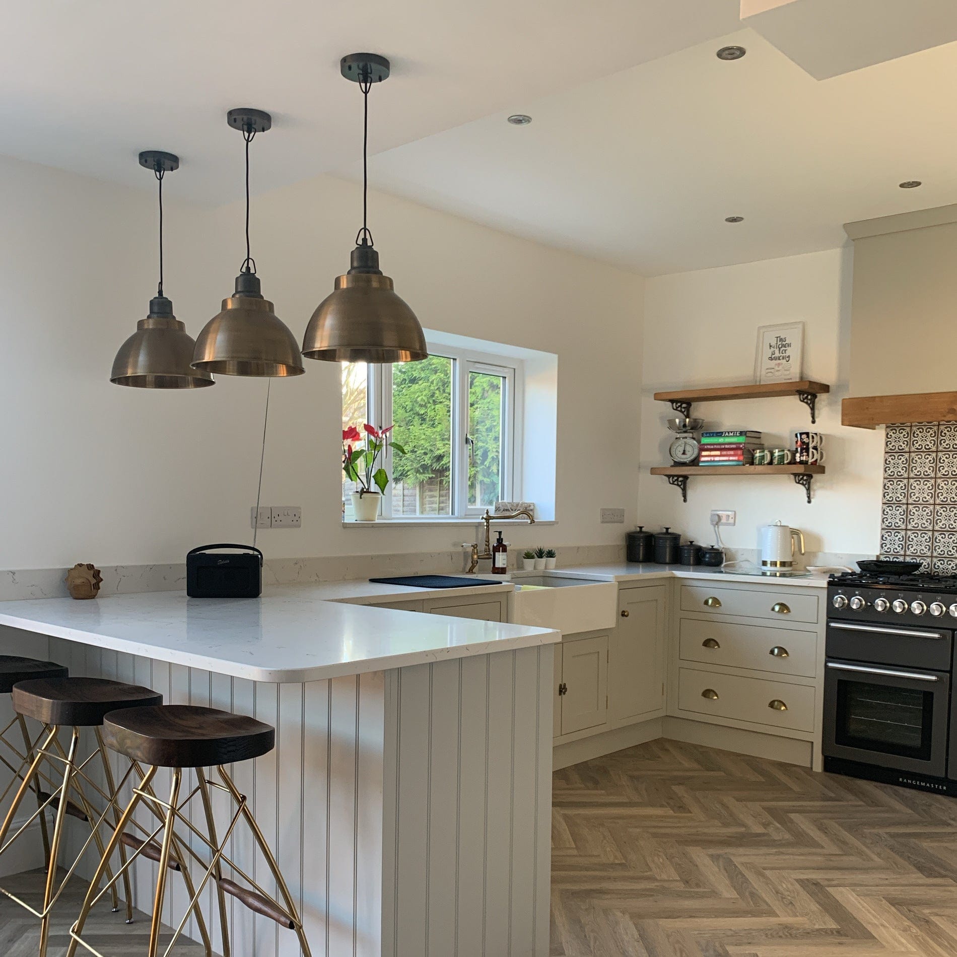 Brooklyn Dome Pendant - 13 Inch - Brass-Ceiling Lights-Yester Home