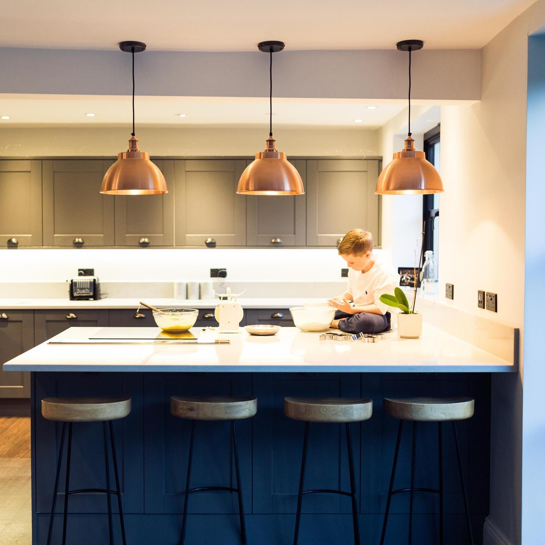 Brooklyn Dome Pendant - 13 Inch - Copper-Ceiling Lights-Yester Home