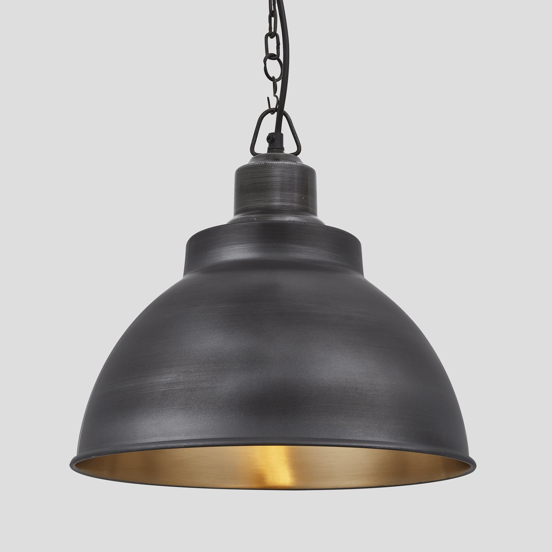 Brooklyn Dome Pendant - 13 Inch - Pewter & Brass-Ceiling Lights-Yester Home