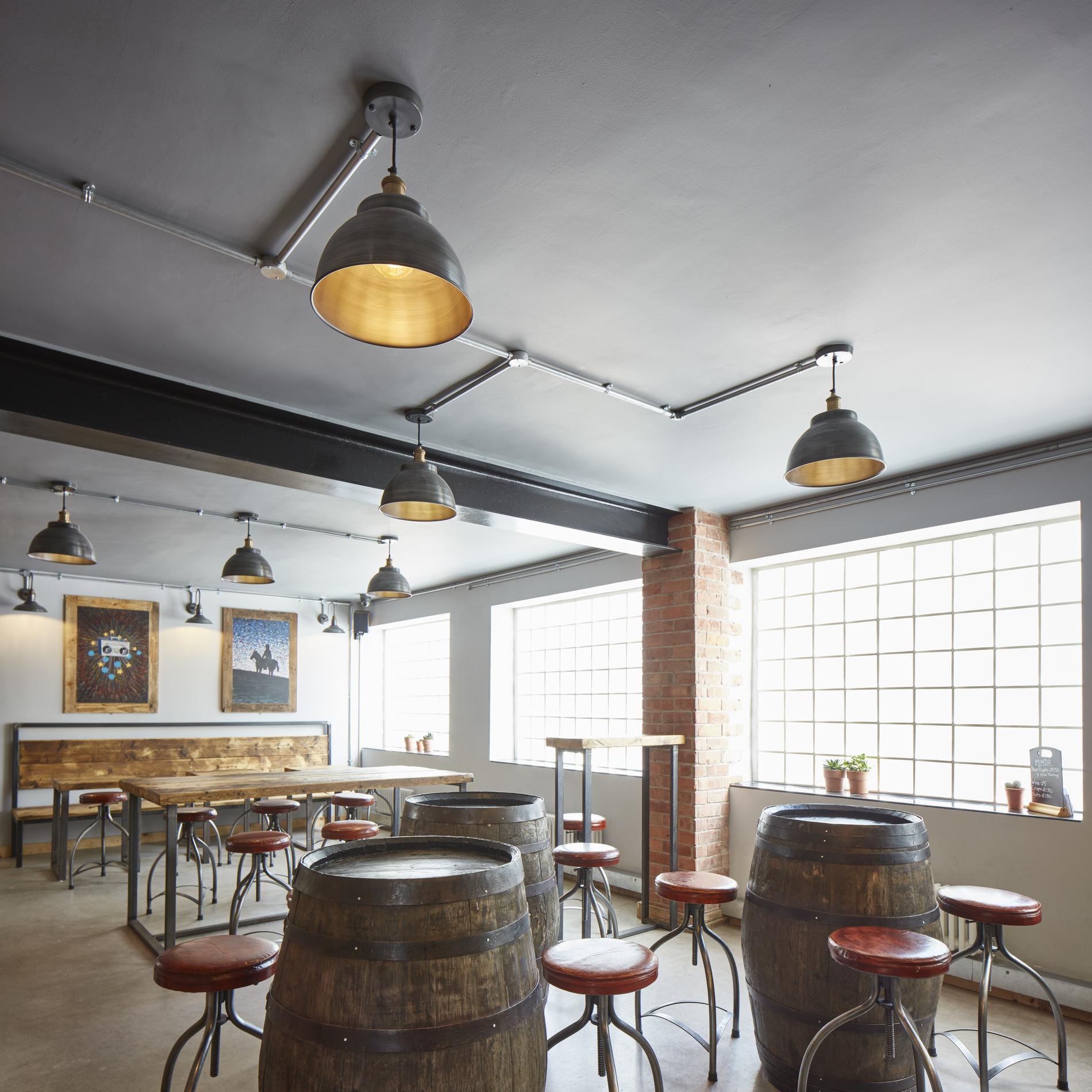 Brooklyn Dome Pendant - 13 Inch - Pewter-Ceiling Lights-Yester Home