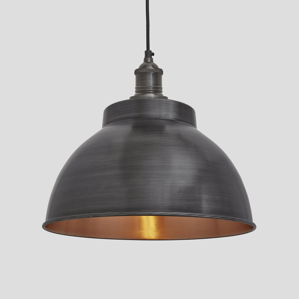 Brooklyn Dome Pendant - 13 Inch - Pewter & Copper-Ceiling Lights-Yester Home