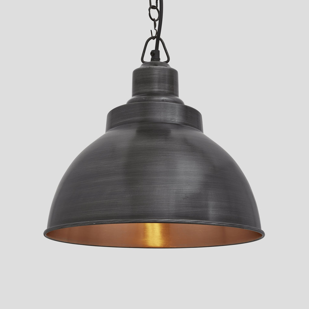 Brooklyn Dome Pendant - 13 Inch - Pewter & Copper-Ceiling Lights-Yester Home