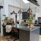 Brooklyn Dome Pendant - 13 Inch - Pewter & Copper-Ceiling Lights-Yester Home