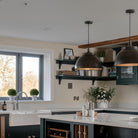 Brooklyn Dome Pendant - 13 Inch - Pewter & Copper-Ceiling Lights-Yester Home