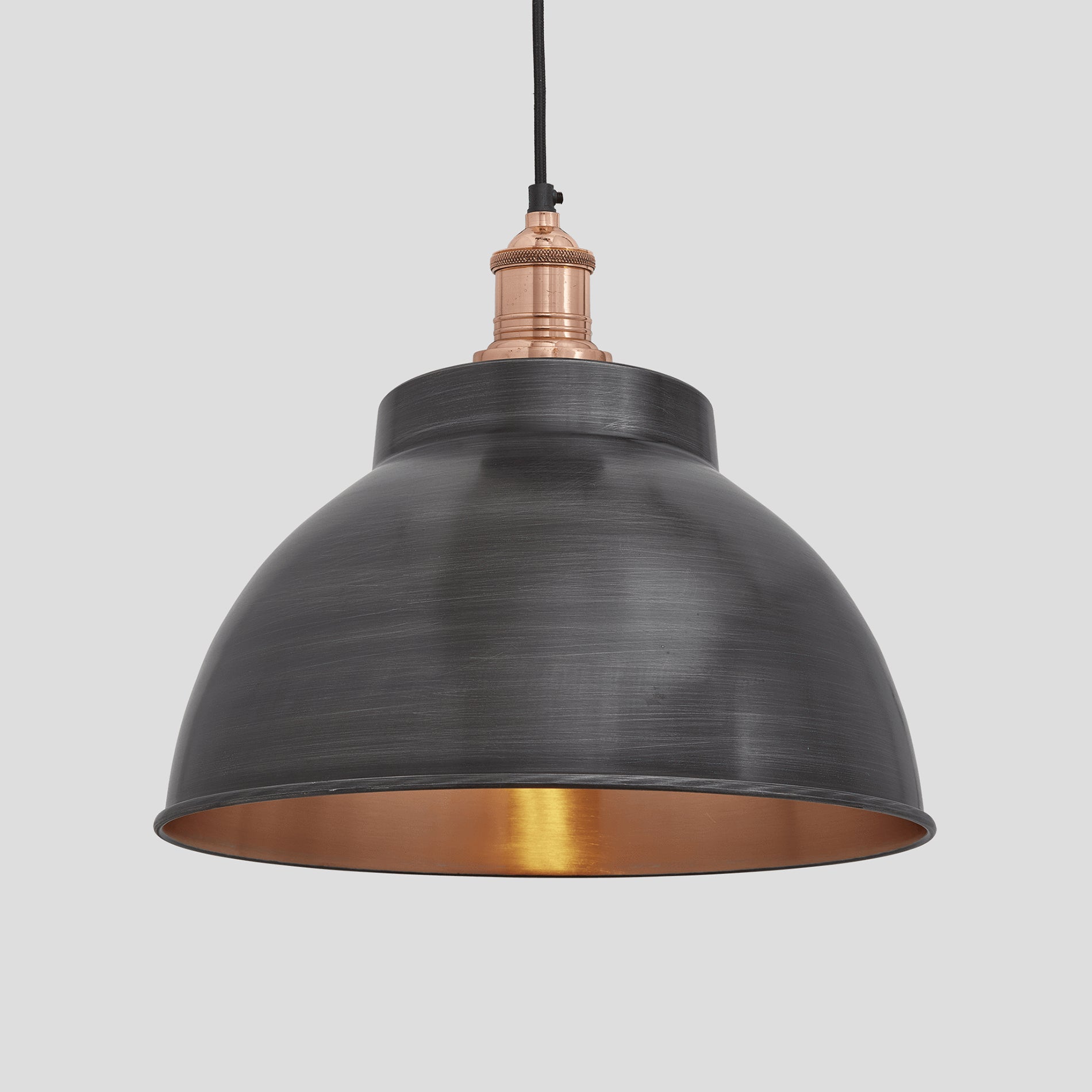 Brooklyn Dome Pendant - 13 Inch - Pewter & Copper-Ceiling Lights-Yester Home