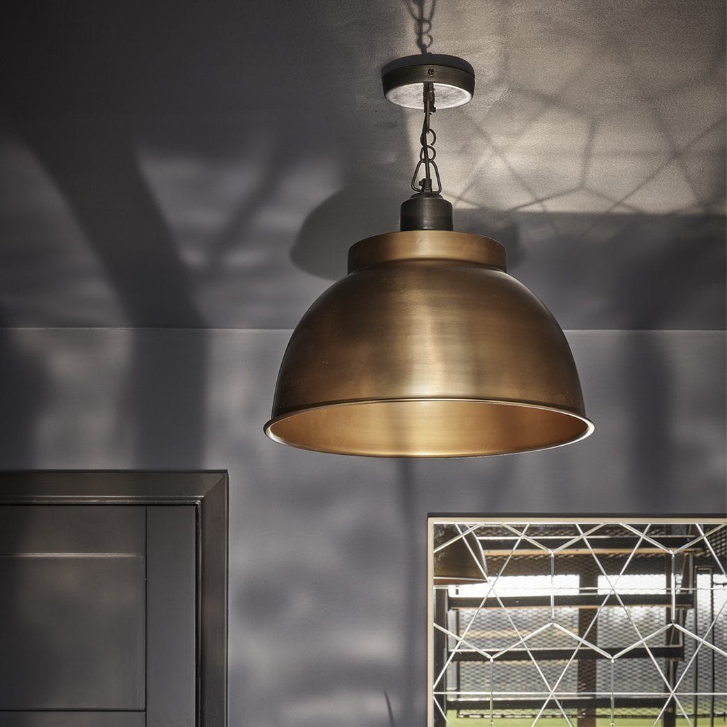 Brooklyn Dome Pendant - 17 Inch - Brass-Ceiling Lights-Yester Home