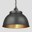 Brooklyn Dome Pendant - 17 Inch - Pewter & Brass-Ceiling Lights-Yester Home