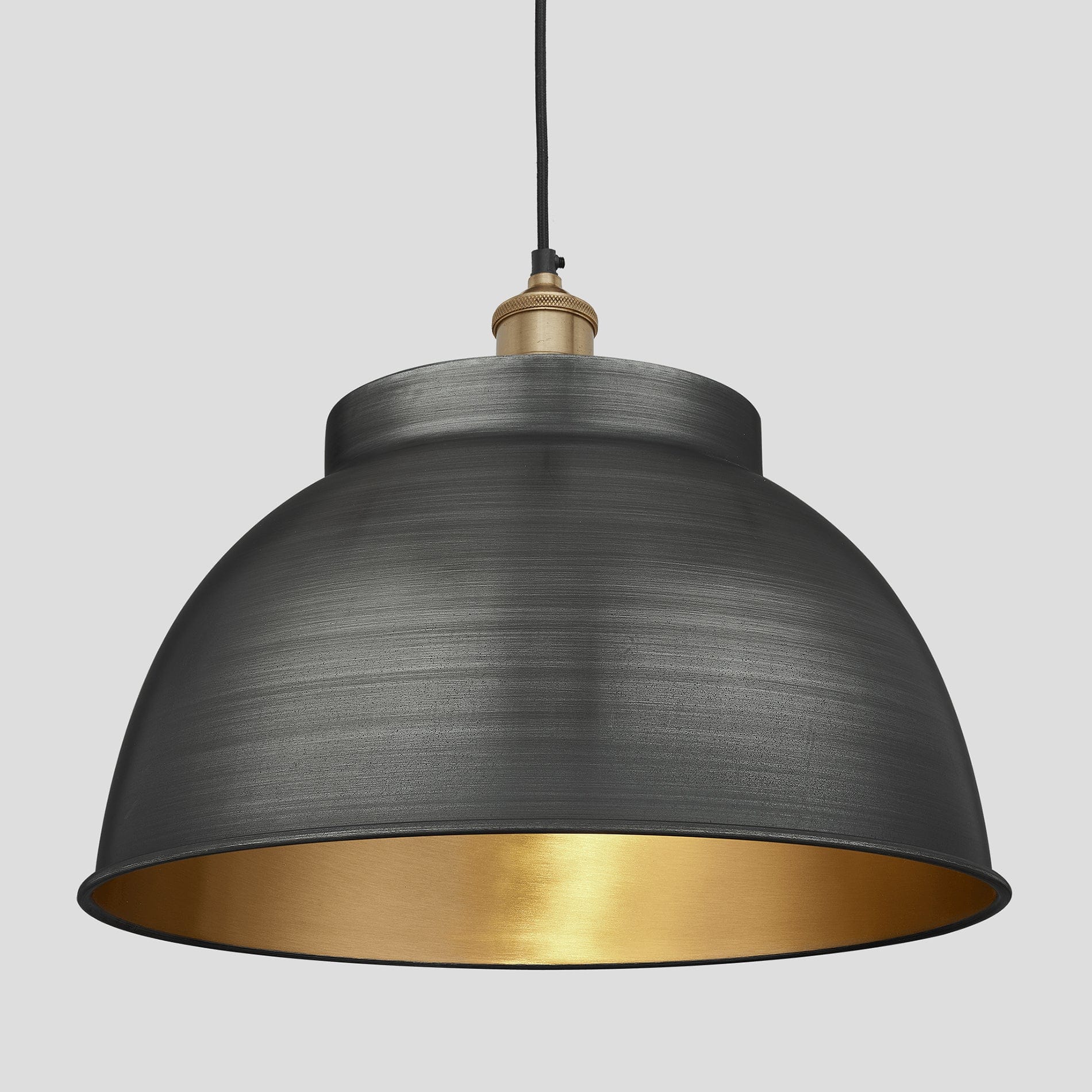Brooklyn Dome Pendant - 17 Inch - Pewter & Brass-Ceiling Lights-Yester Home