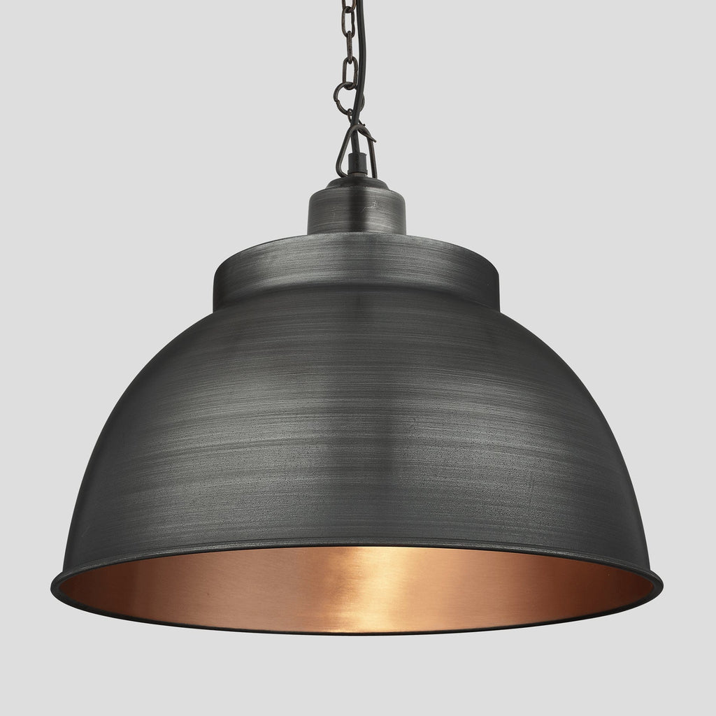 Brooklyn Dome Pendant - 17 Inch - Pewter & Copper-Ceiling Lights-Yester Home