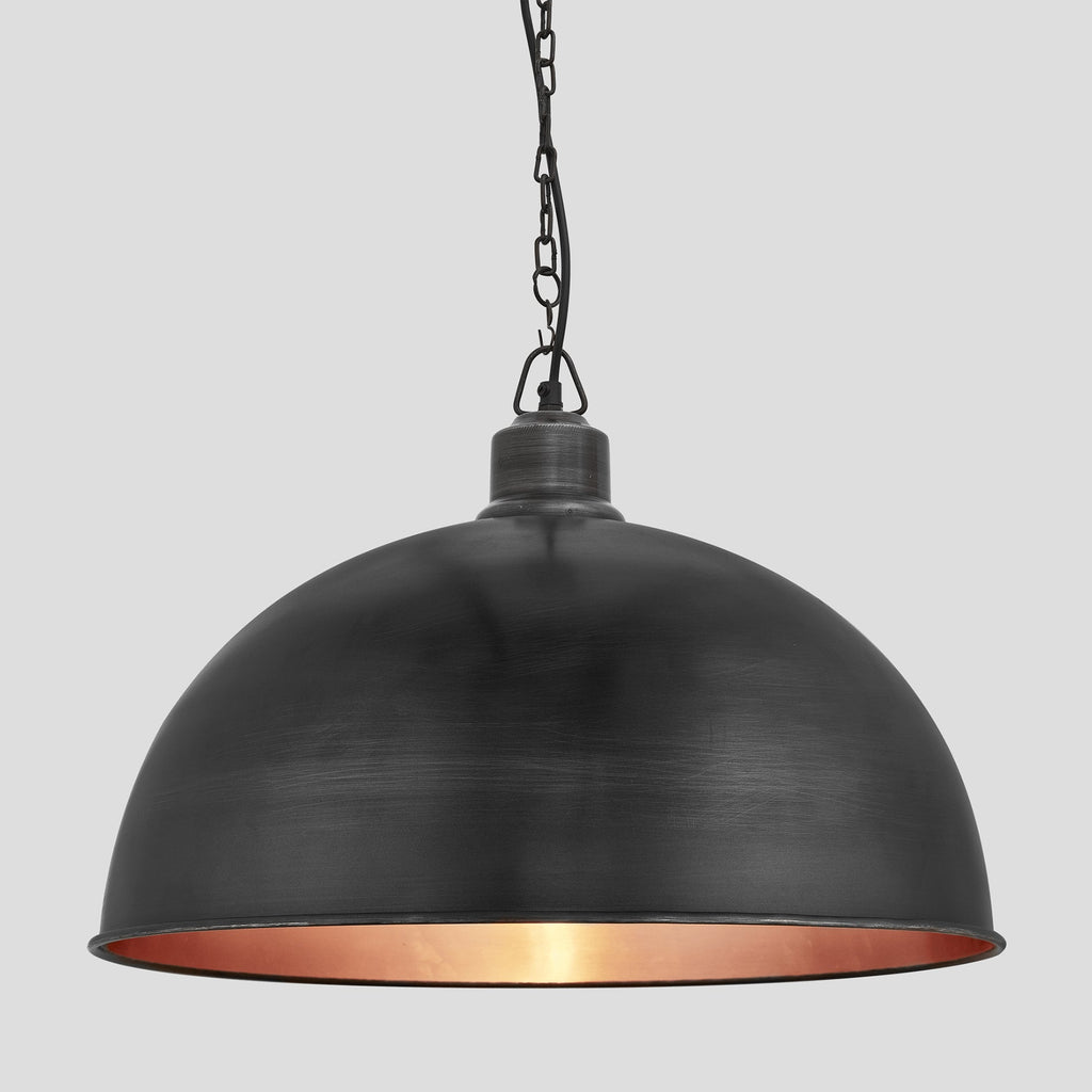 Brooklyn Dome Pendant - 18 Inch - Pewter & Copper-Ceiling Lights-Yester Home