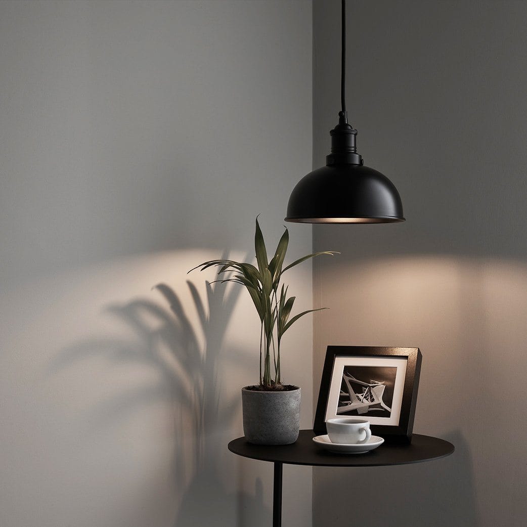 Brooklyn Dome Pendant - 8 Inch - Black-Ceiling Lights-Yester Home