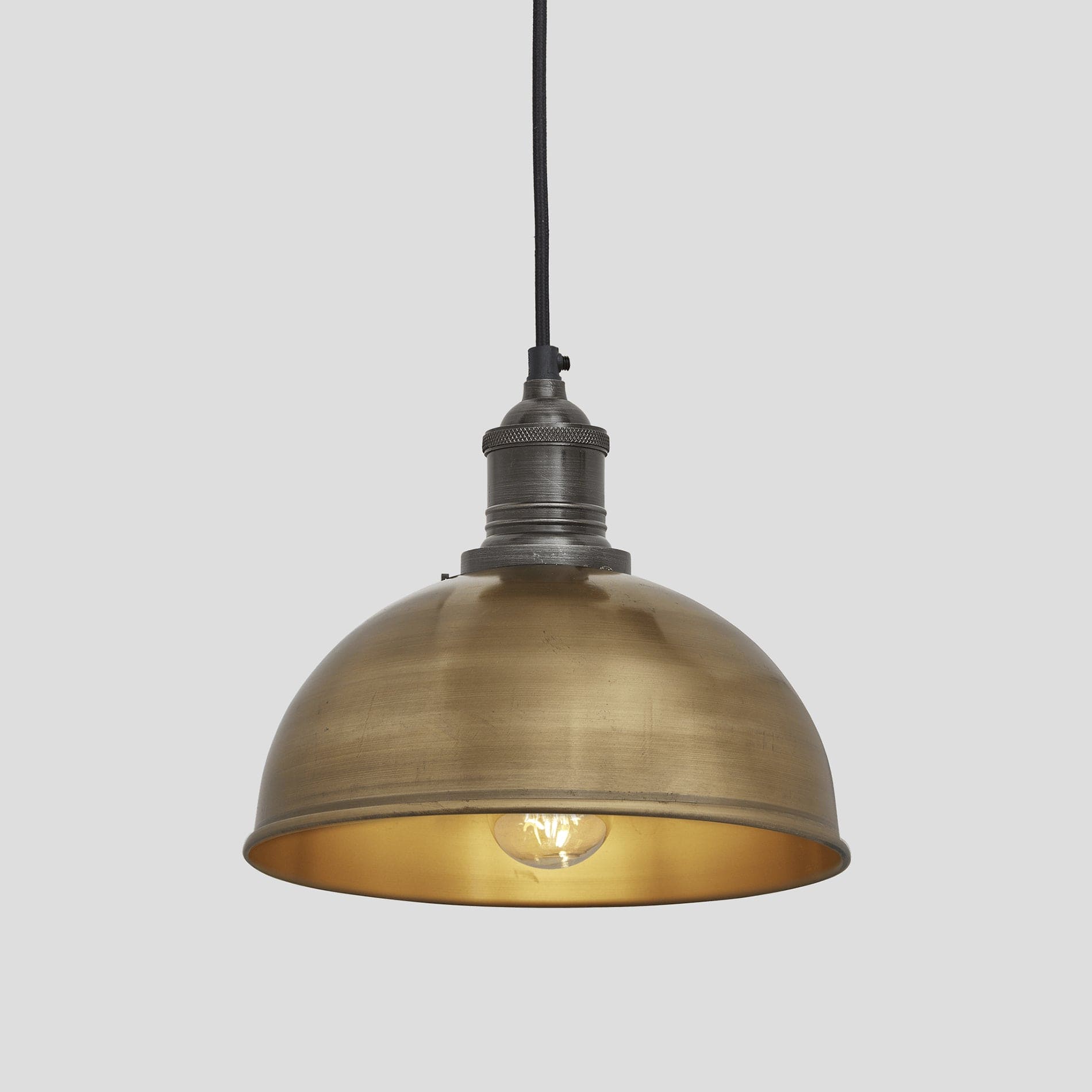 Brooklyn Dome Pendant - 8 Inch - Brass-Ceiling Lights-Yester Home