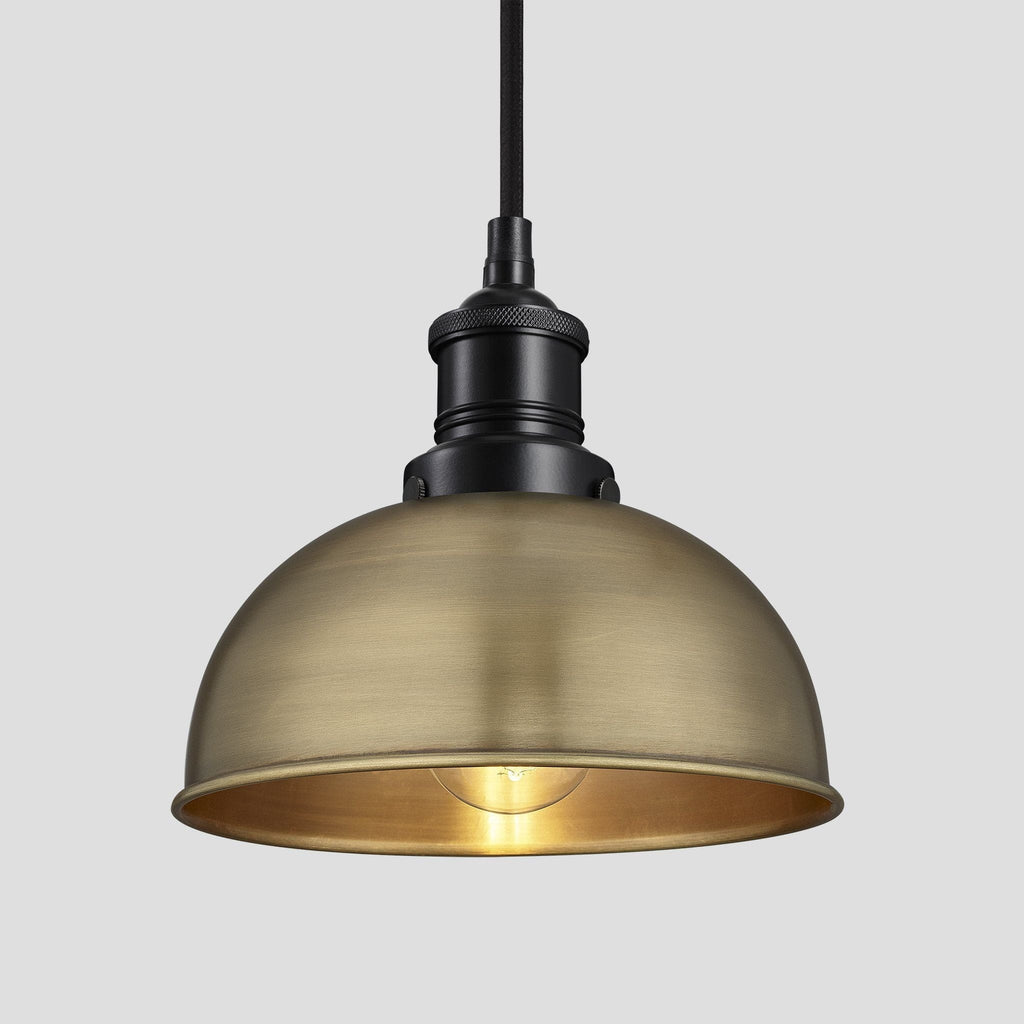 Brooklyn Dome Pendant - 8 Inch - Brass-Ceiling Lights-Yester Home