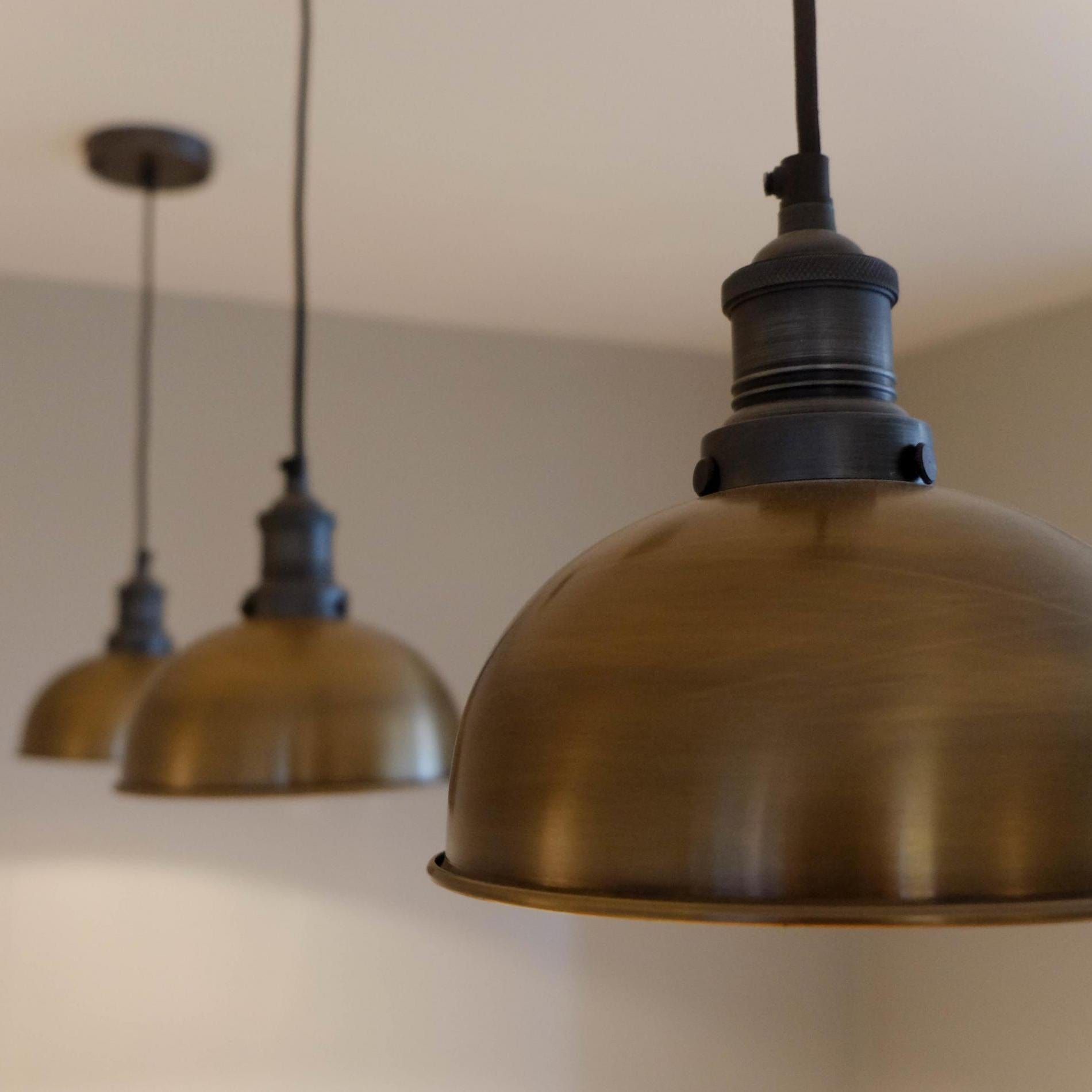 Brooklyn Dome Pendant - 8 Inch - Brass-Ceiling Lights-Yester Home