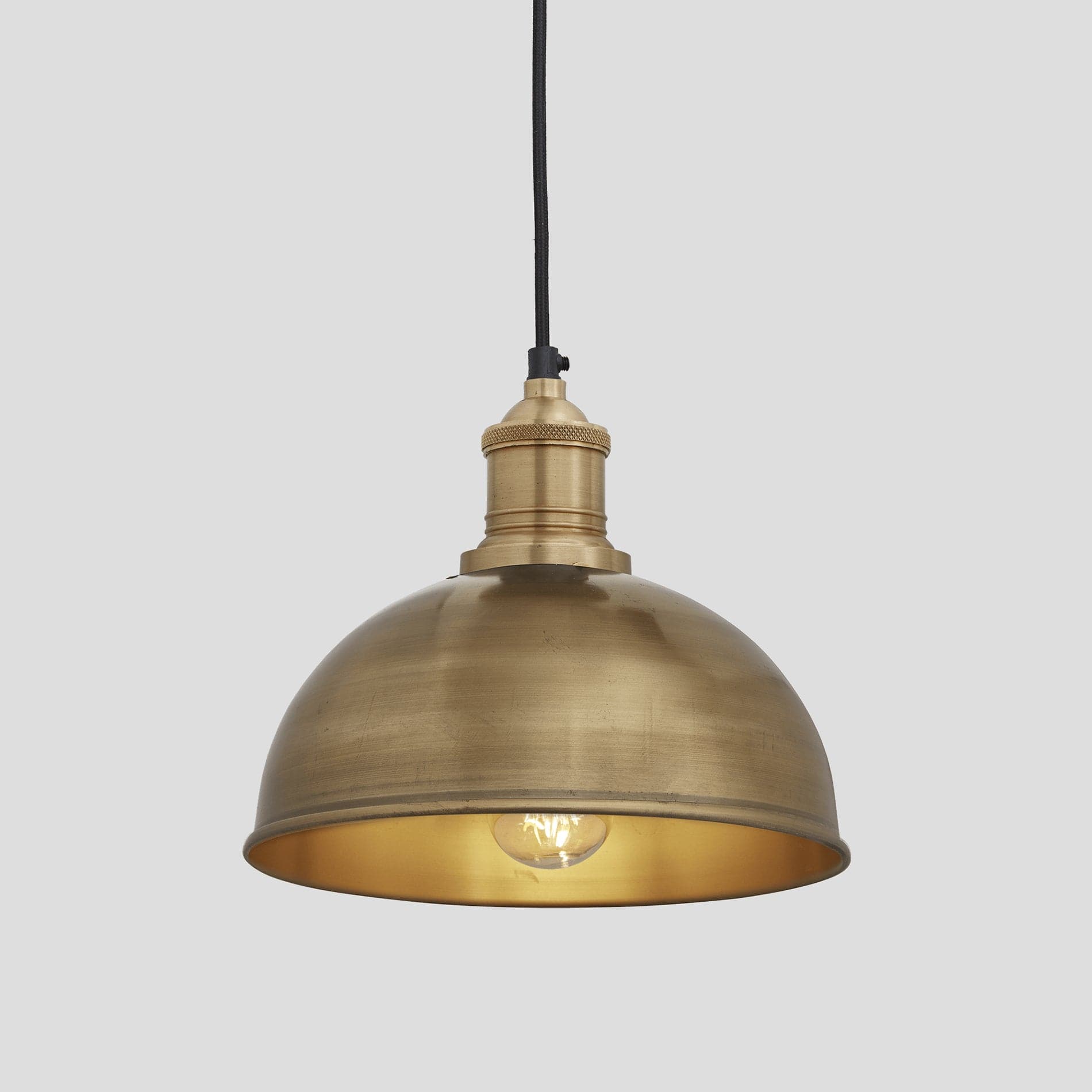 Brooklyn Dome Pendant - 8 Inch - Brass-Ceiling Lights-Yester Home