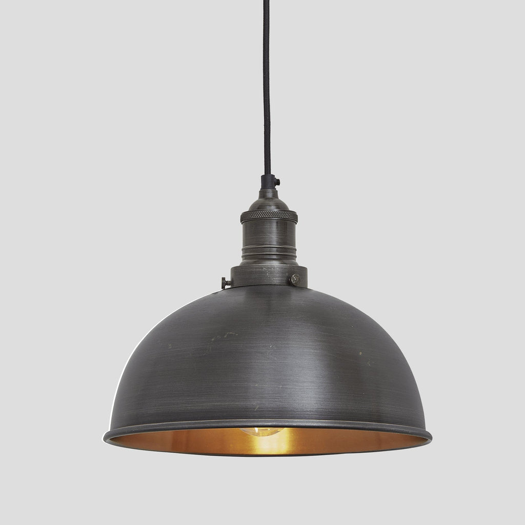Brooklyn Dome Pendant - 8 Inch - Pewter & Copper-Ceiling Lights-Yester Home