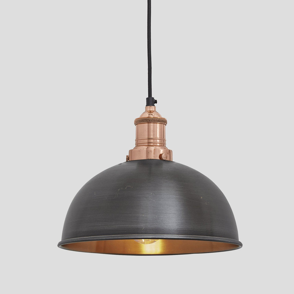 Brooklyn Dome Pendant - 8 Inch - Pewter & Copper-Ceiling Lights-Yester Home