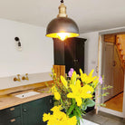 Brooklyn Dome Pendant Light - 8 Inch - Pewter & Brass-Ceiling Lights-Yester Home