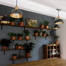 Brooklyn Dome Pendant Light - 8 Inch - Pewter & Brass-Ceiling Lights-Yester Home