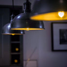 Brooklyn Dome Pendant Light - 8 Inch - Pewter & Brass-Ceiling Lights-Yester Home