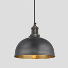 Brooklyn Dome Pendant Light - 8 Inch - Pewter & Brass-Ceiling Lights-Yester Home