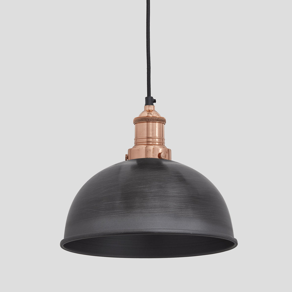 Brooklyn Dome Pendant Light - 8 Inch - Pewter-Ceiling Lights-Yester Home