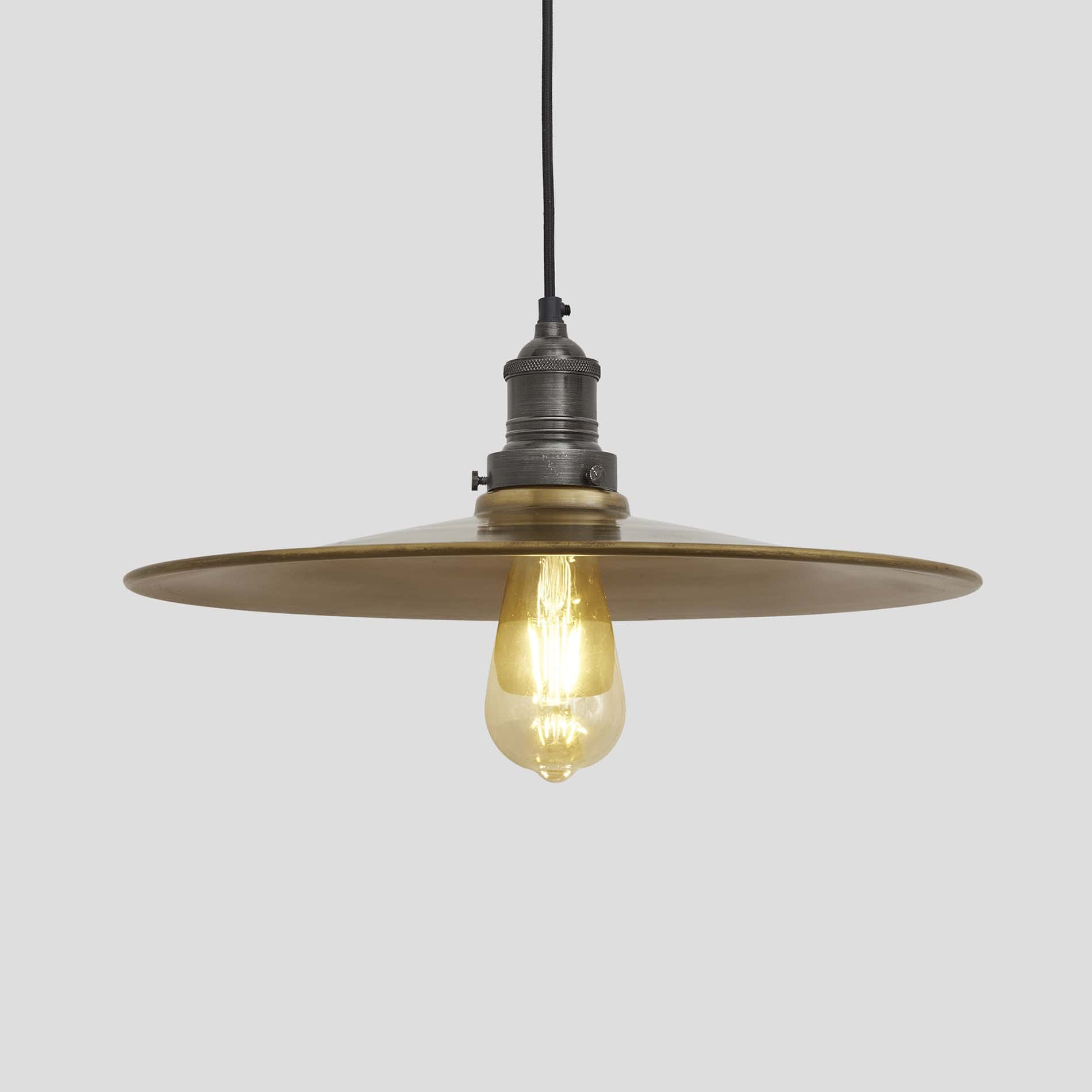 Brooklyn Flat Pendant - 15 Inch - Brass-Ceiling Lights-Yester Home