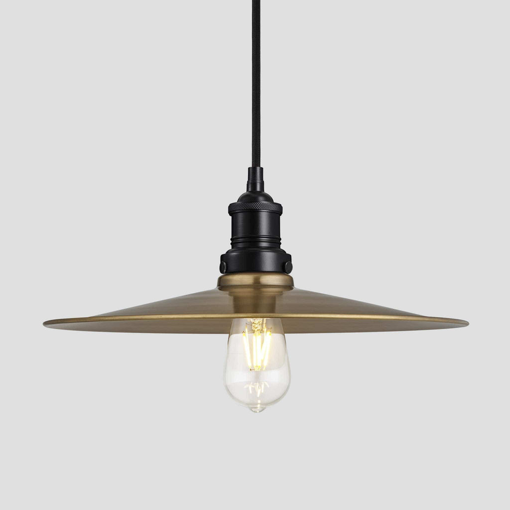 Brooklyn Flat Pendant - 15 Inch - Brass-Ceiling Lights-Yester Home