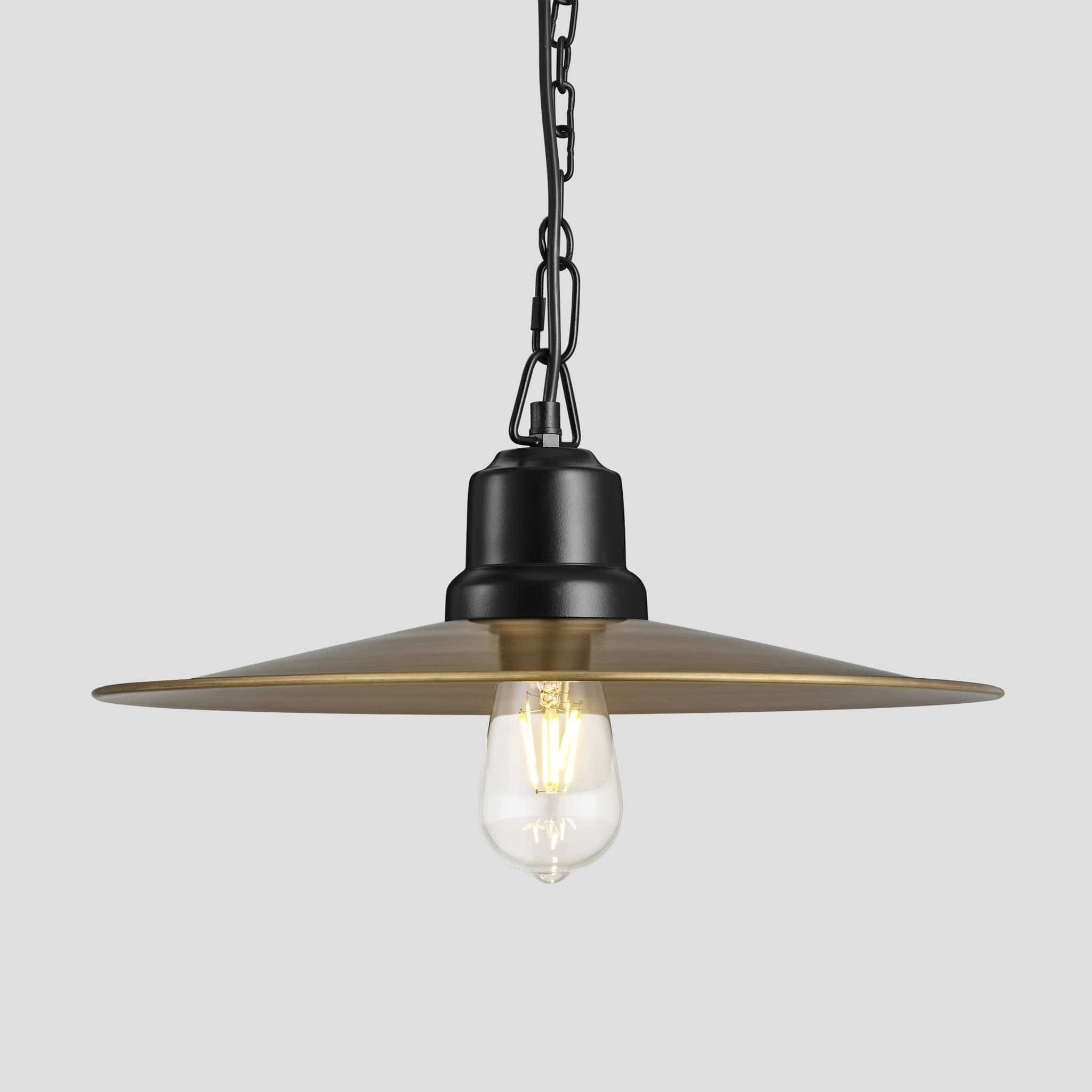 Brooklyn Flat Pendant - 15 Inch - Brass-Ceiling Lights-Yester Home