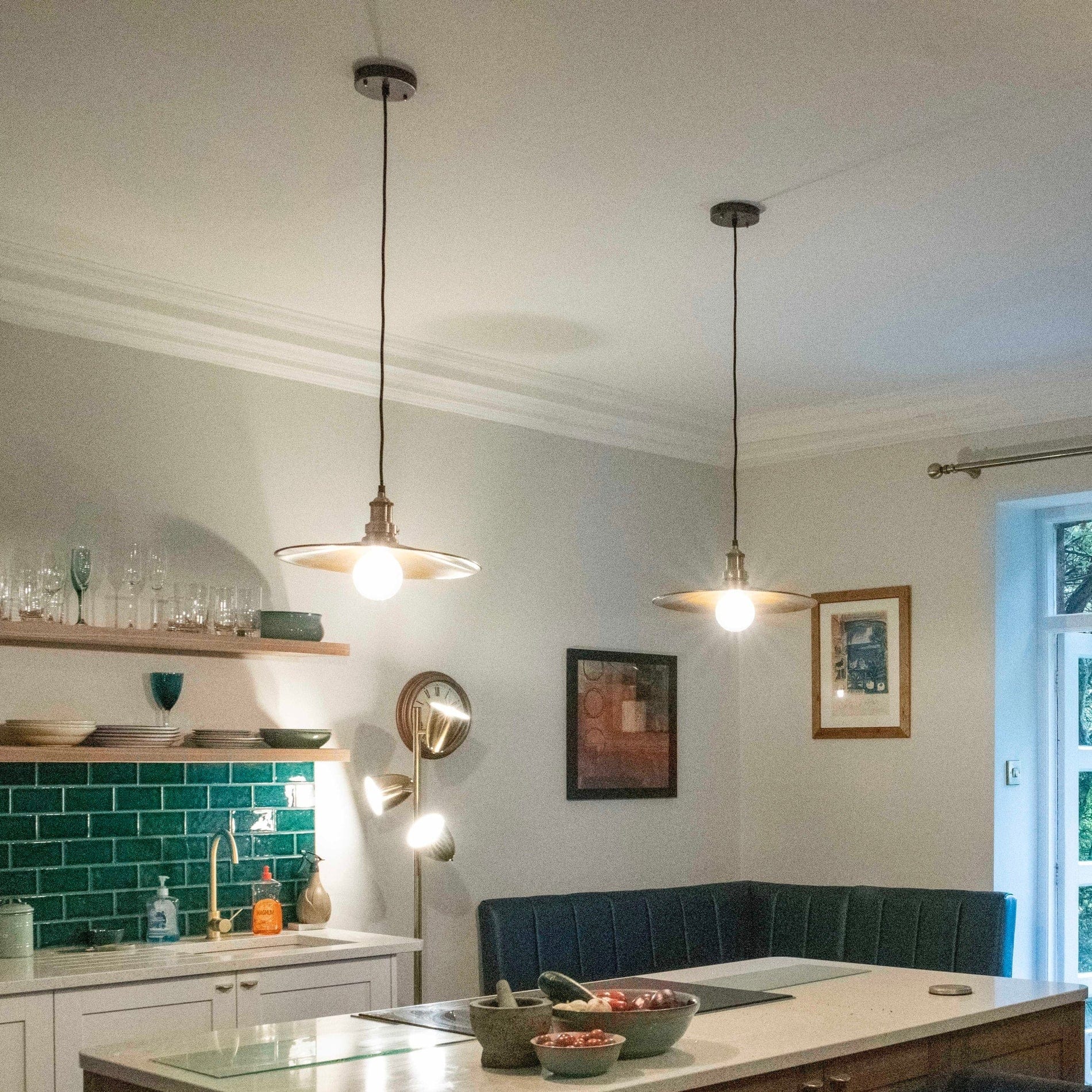 Brooklyn Flat Pendant - 15 Inch - Brass-Ceiling Lights-Yester Home