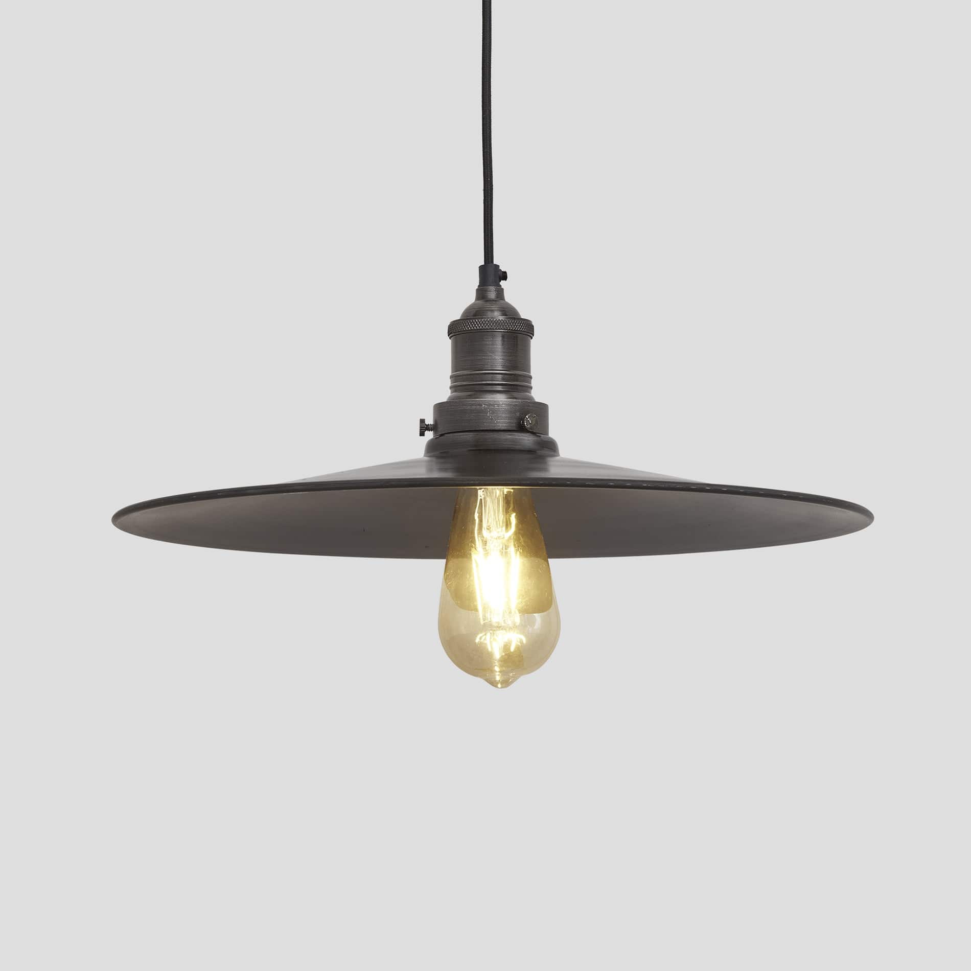 Brooklyn Flat Pendant - 15 Inch - Pewter-Ceiling Lights-Yester Home