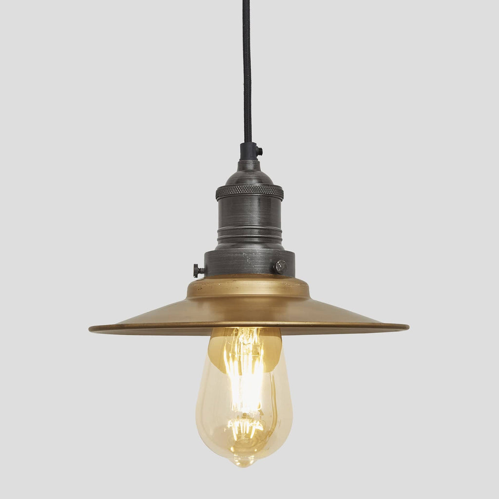 Brooklyn Flat Pendant - 8 Inch - Brass-Ceiling Lights-Yester Home