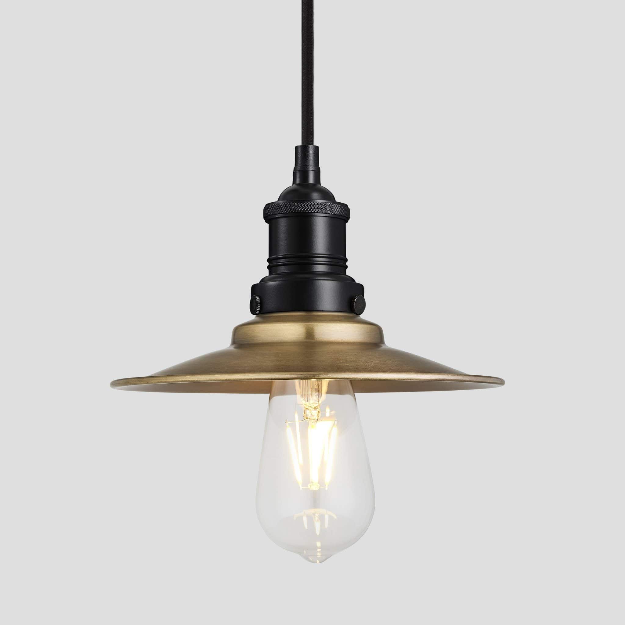 Brooklyn Flat Pendant - 8 Inch - Brass-Ceiling Lights-Yester Home