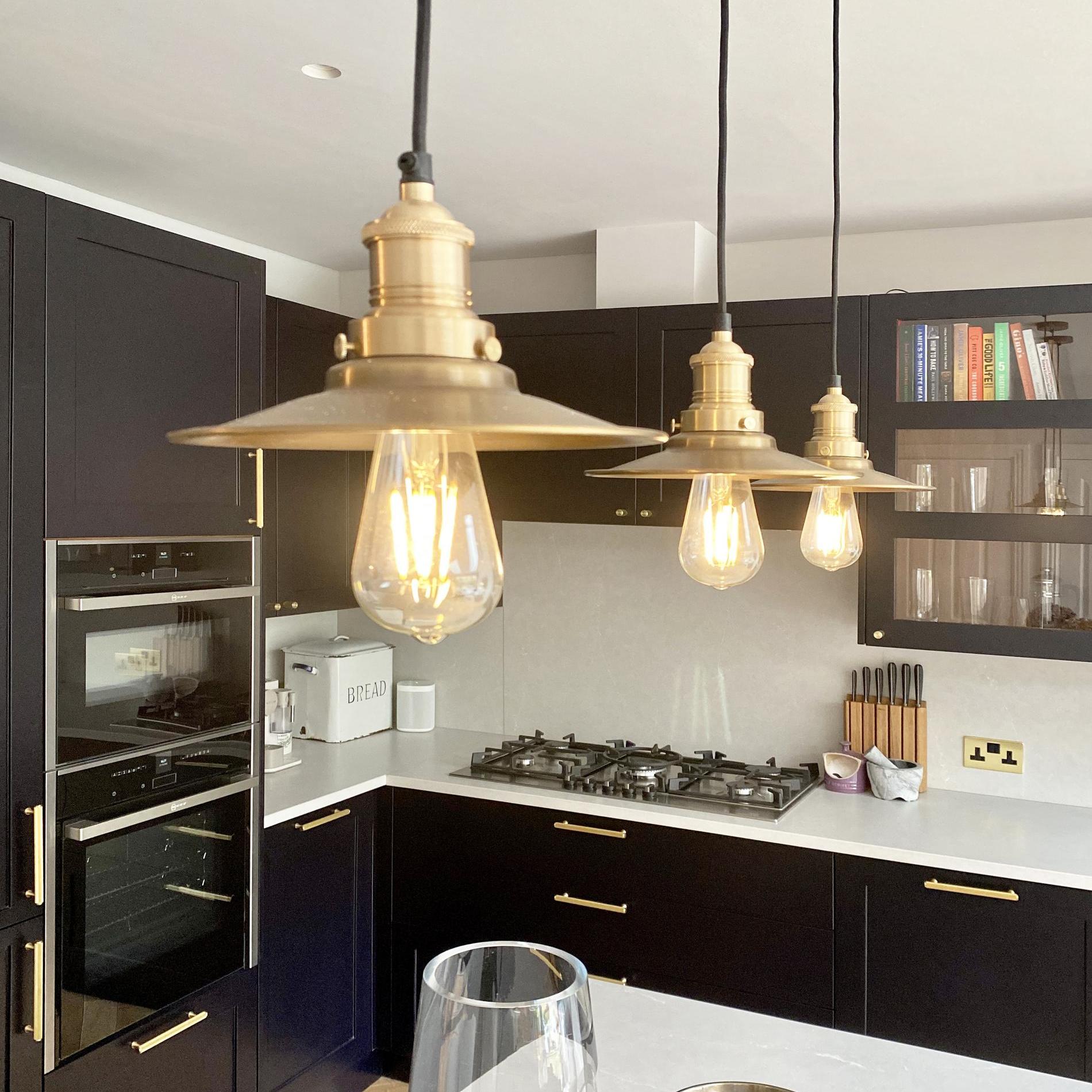 Brooklyn Flat Pendant - 8 Inch - Brass-Ceiling Lights-Yester Home