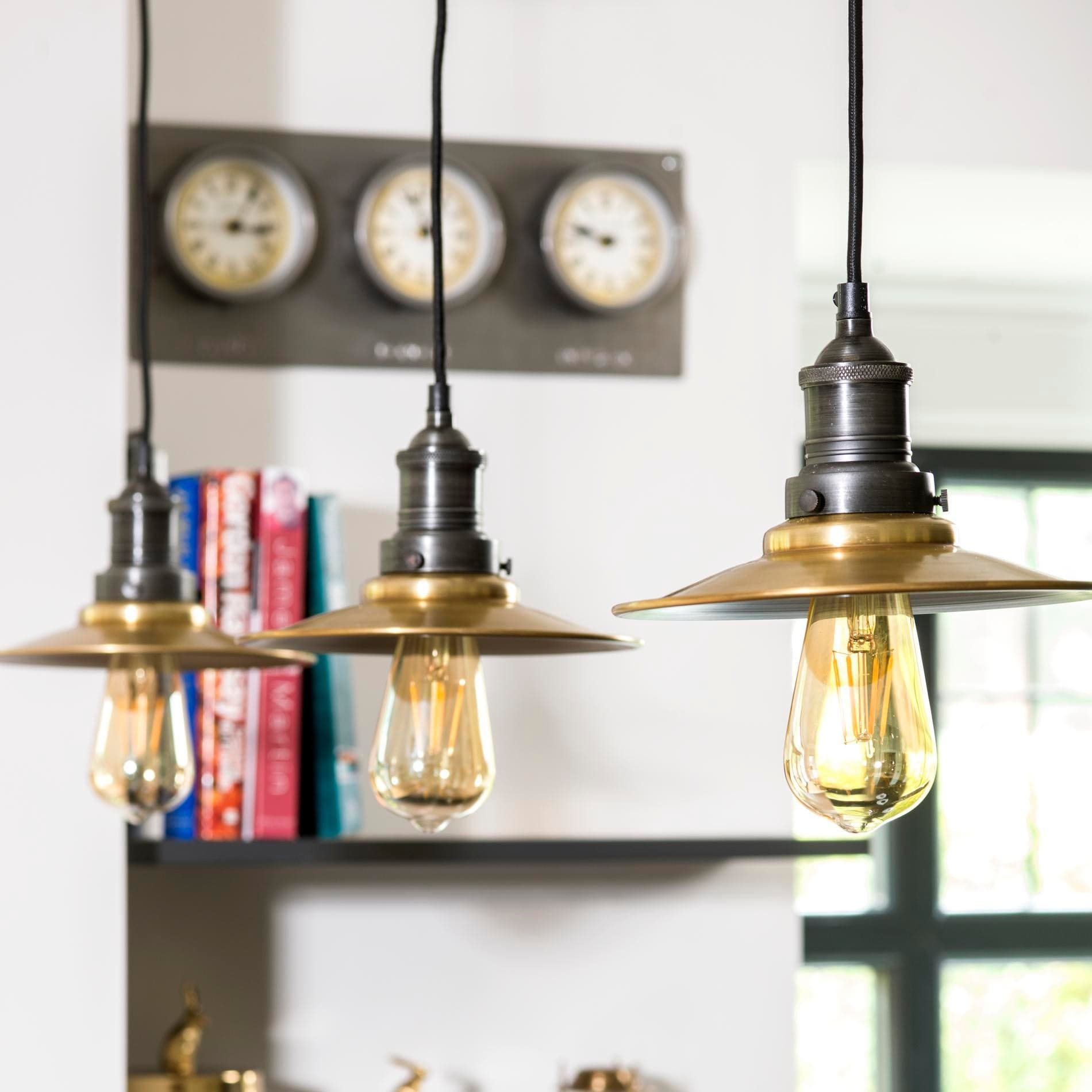 Brooklyn Flat Pendant - 8 Inch - Brass-Ceiling Lights-Yester Home