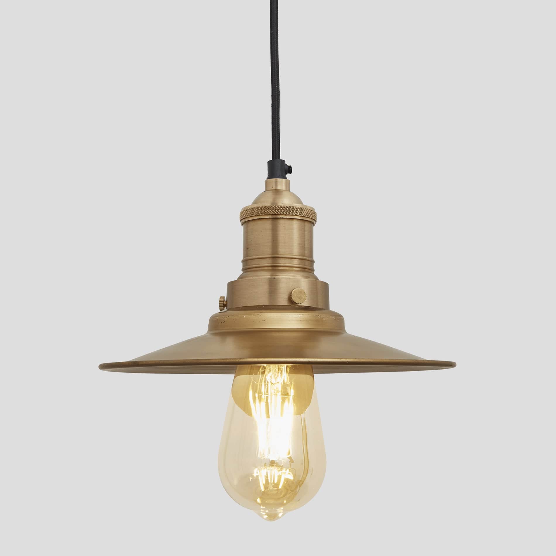 Brooklyn Flat Pendant - 8 Inch - Brass-Ceiling Lights-Yester Home