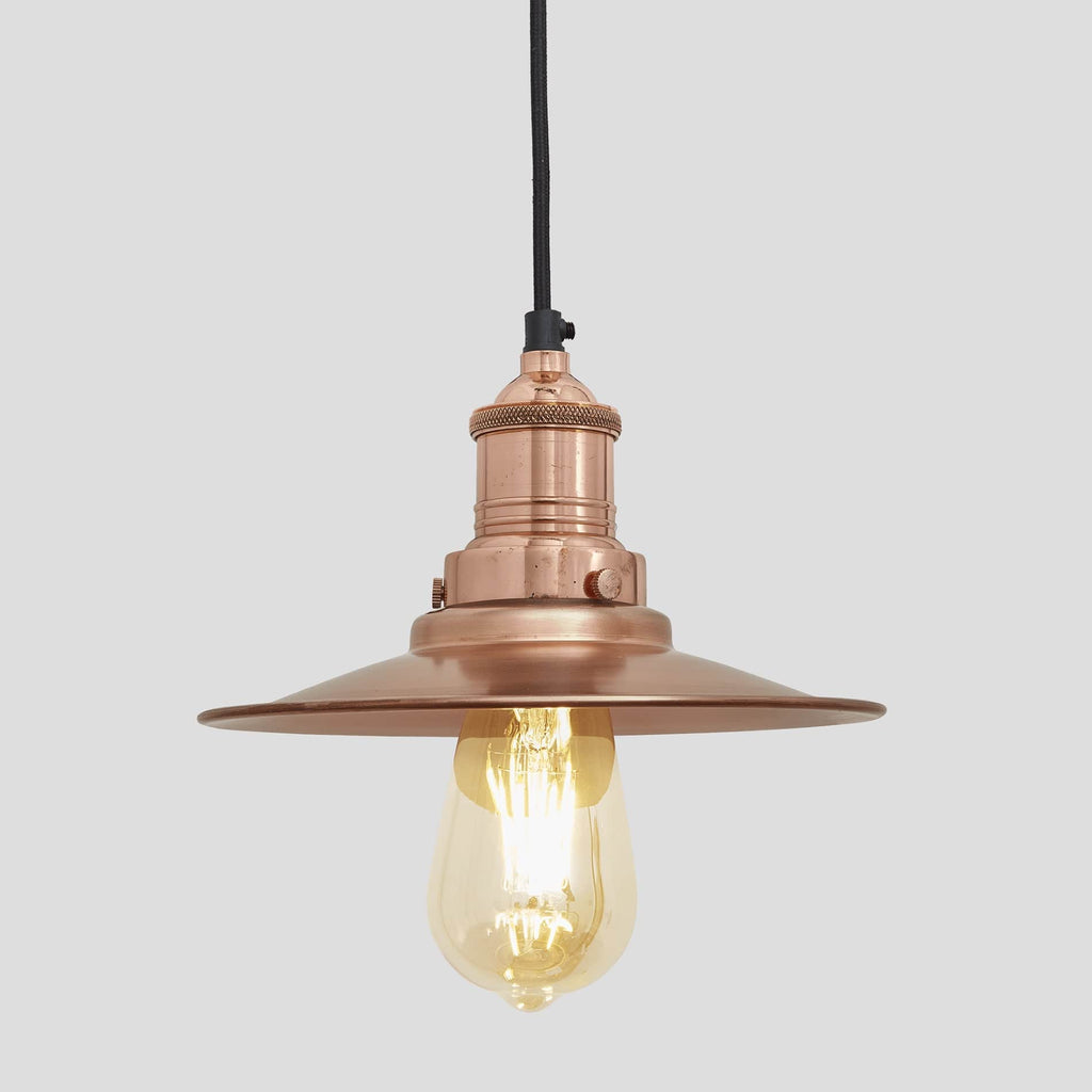 Brooklyn Flat Pendant - 8 Inch - Copper-Ceiling Lights-Yester Home
